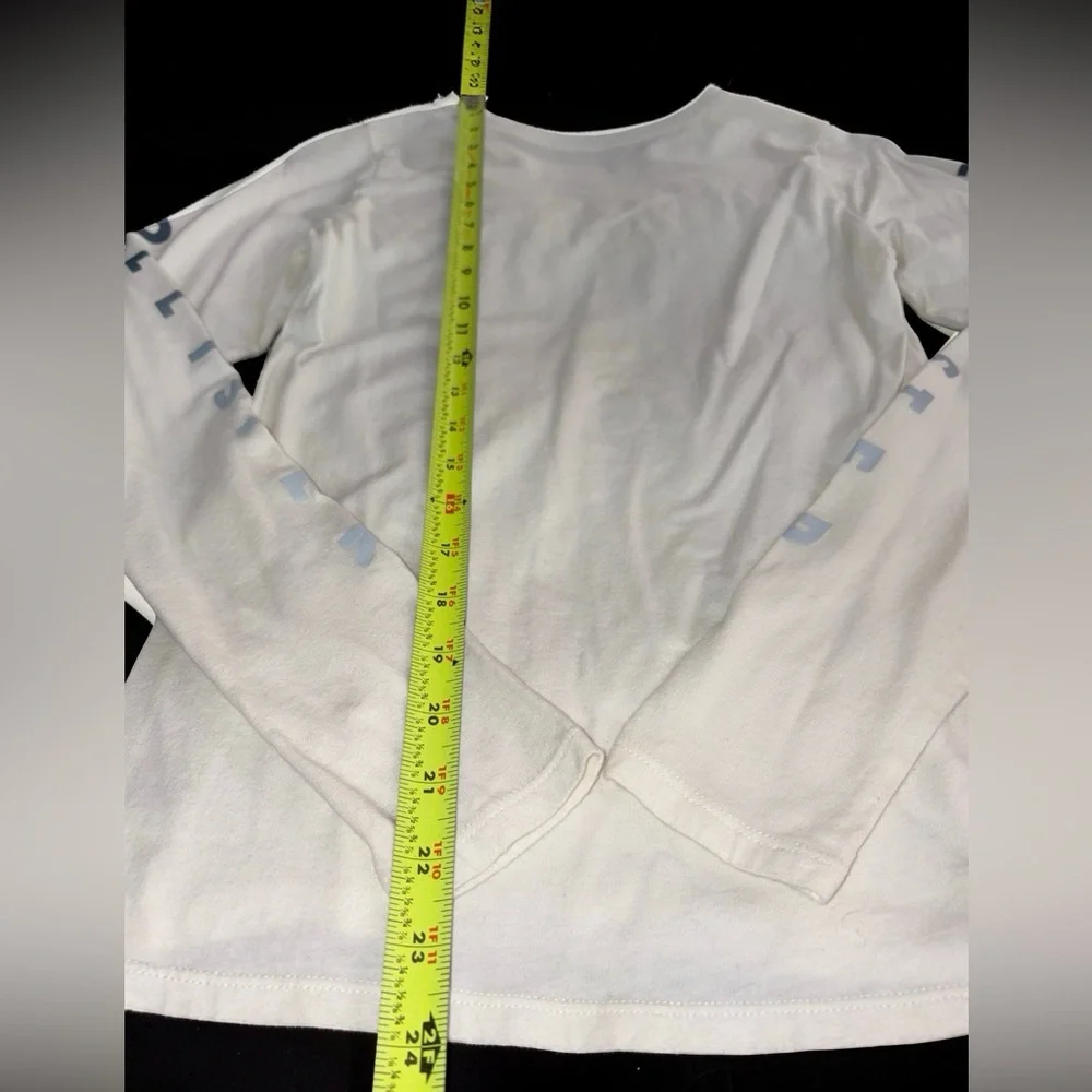 Hollister White Long Sleeve Graphic Tee XS Logo Sleeve Casual Top - Picture 5 of 9